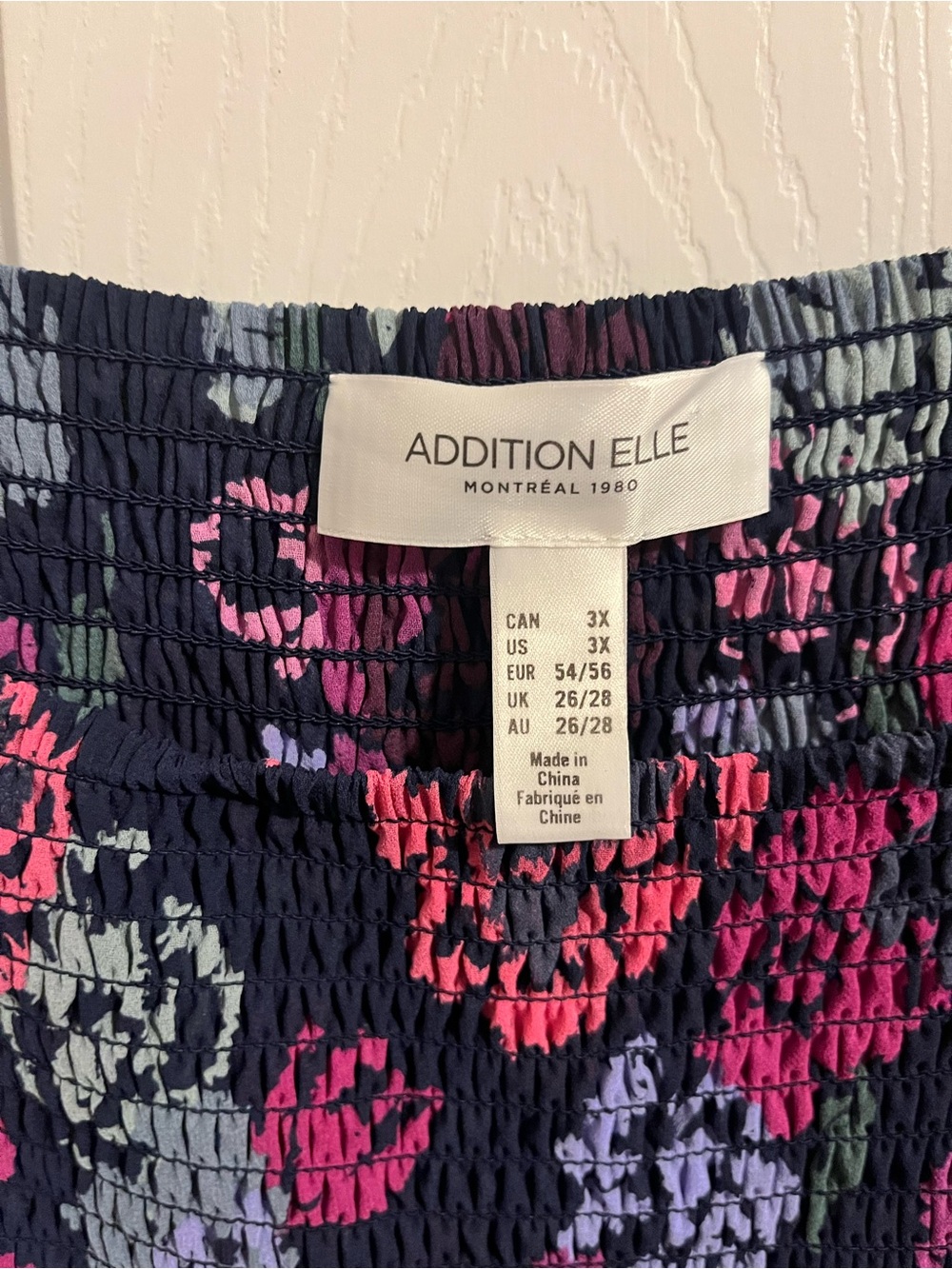 Addition Elle 3X Floral Smocked Midi Dress Long Sleeve - Picture 6 of 10